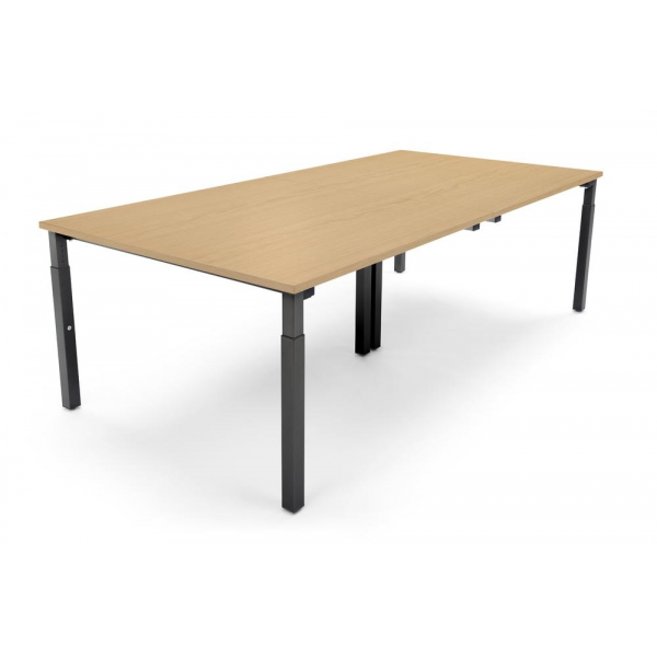4255704317299 - Konferenztisch 349192 manuell höhenverstellbar 65cm (H) 320x160cm (BxT) 12 Personen rechteckig buche   schwarz 425570431729