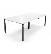 Konferenztisch System MODUL, manuell h&ouml;henverstellbar 65-85cm (H), 240x120cm (BxT), 12 Personen, rechteckig, wei&szlig; / schwarz