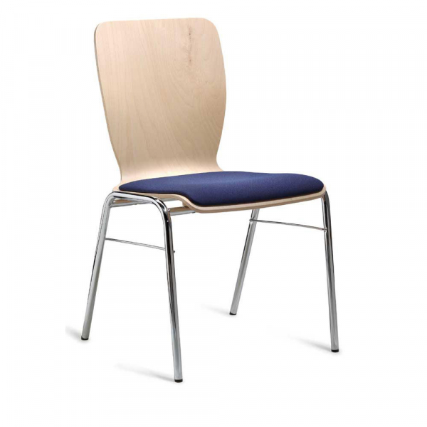 4 Stück Deskin Besucherstuhl JARA, blau / chrom, ohne Armlehnen, 4-Fuß-Gestell 4255704317619 Deskin