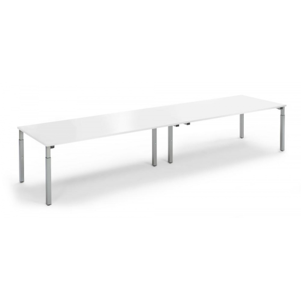 4255704317640 - Konferenztisch System MODUL höhenverstellbar 65-85cm (H) 400x100cm (BxT) 14 Personen rechteckig weiß   silber 4255704317640