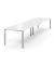 Konferenztisch System MODUL, h&ouml;henverstellbar 65-85cm (H), 400x100cm (BxT), 14 Personen, rechteckig, wei&szlig; / silber
