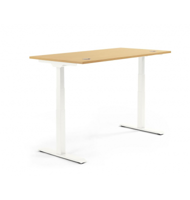Sitz-Steh-Schreibtisch FLEX MODUL, elektrisch höhenverstellbar, 60,5-125,5cm (H), 200x80cm (BxT), rechteckig, buche / weiß