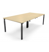 Konferenztisch System MODUL, manuell h&ouml;henverstellbar 65-85cm (H), 320x160cm (BxT), 12 Personen, rechteckig, ahorn / schwarz