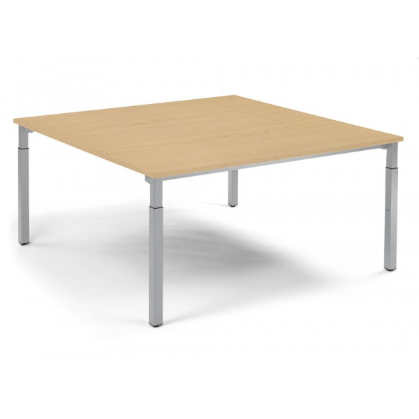 4255704317954 - Konferenztisch 349183 manuell höhenverstellbar 65cm (H) 160x160cm (BxT) 8 Personen quadratisch buche   silber 4255704317954