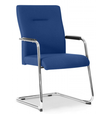 Besucherstuhl DV BIG PLUS FS 200, blau / chrom, mit Armlehnen, Freischwinger