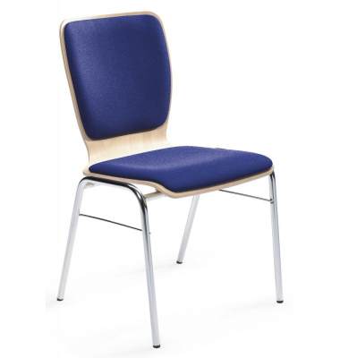 Besucherstuhl JARA, blau / chrom, ohne Armlehnen, 4-Fuß-Gestell