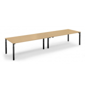 Konferenztisch System MODUL, h&ouml;henverstellbar 65-85cm (H), 400x100cm (BxT), 14 Personen, rechteckig, buche / schwarz