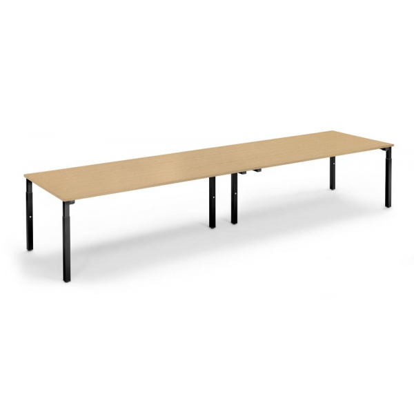 4255704318067 - Konferenztisch 348144 höhenverstellbar 65cm (H) 400x100cm (BxT) 14 Personen rechteckig buche   schwarz 4255704318067 Deskin