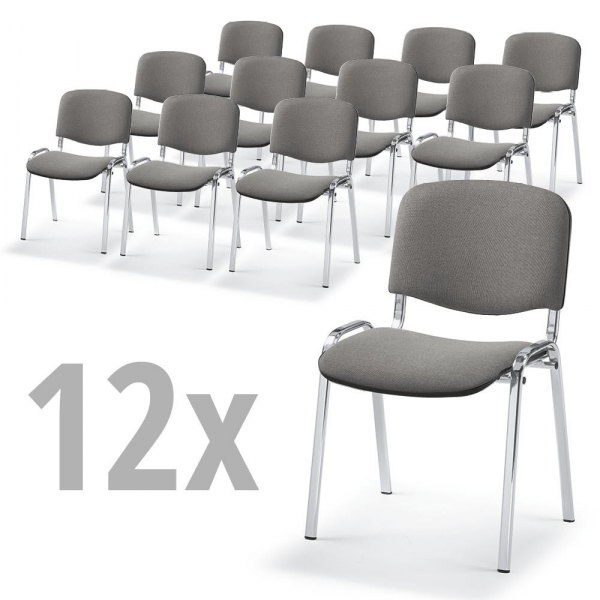 4255704318159 - Besucherstuhl-Set ISO grau chrom ohne Armlehnen 4-Fuß-Gestell 4255704318159 12 Stück 4255704318159 - Besucherstuhl-Set ISO grau chrom ohne Armlehnen 4-Fuß-Gestell 4255704318159 12 Stück