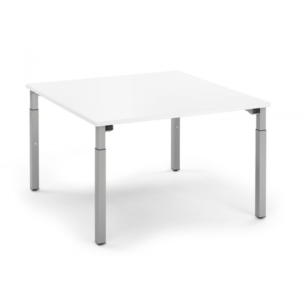 4255704318203 - Konferenztisch System MODUL höhenverstellbar 65-85cm (H) 120x120cm (BxT) 8 Personen quadratisch weiß   silber 4255704318203