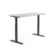 Sitz-Steh-Schreibtisch FLEX MODUL, elektrisch höhenverstellbar, 60,5-125,5cm (H), 180x80cm (BxT), rechteckig, lichtgrau / schwar