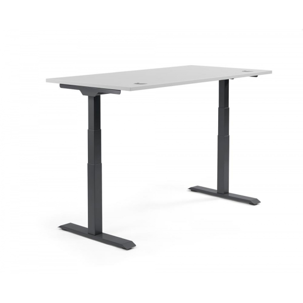 4255704318388 - Sitz-Steh-Schreibtisch 347896 elektrisch höhenverstellbar 605-1255cm (H) 1800mmx800mm (BxT) rechteckig lichtgrau   Schwarz