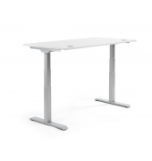 Sitz-Steh-Schreibtisch FLEX MODUL, elektrisch h&ouml;henverstellbar, 60,5-125,5cm (H), 180x80cm (BxT), rechteckig, wei&szlig; / silber