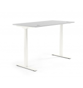 Sitz-Steh-Schreibtisch FLEX MODUL, elektrisch höhenverstellbar, 60,5-125,5cm (H), 180x80cm (BxT), rechteckig, lichtgrau / weiß
