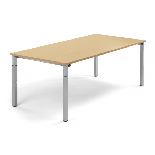 4255704318548 - Konferenztisch 349221 manuell höhenverstellbar 65cm (H) 200x100cm (BxT) 8 Personen rechteckig buche   silber 4255704318548 