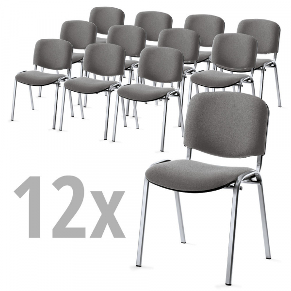 4255704318579 - Besucherstuhl-Set ISO grau silber ohne Armlehnen 4-Fuß-Gestell 4255704318579 12 Stück 4255704318579 - Besucherstuhl-Set ISO grau silber ohne Armlehnen 4-Fuß-Gestell 4255704318579 12 Stück