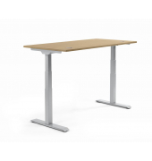 Sitz-Steh-Schreibtisch FLEX MODUL, elektrisch h&ouml;henverstellbar, 60,5-125,5cm (H), 200x80cm (BxT), rechteckig, eiche hell / silbe