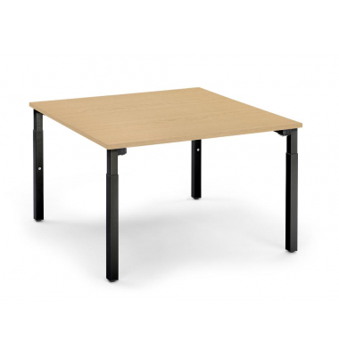 Konferenztisch System MODUL, h&ouml;henverstellbar 65-85cm (H), 120x120cm (BxT), 8 Personen, quadratisch, buche / schwarz