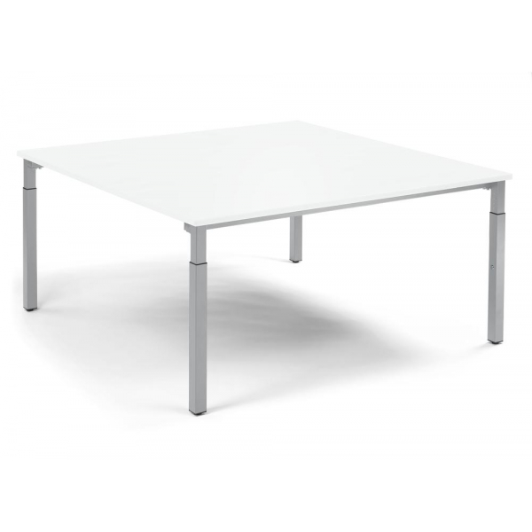 4255704318791 - Konferenztisch 349185 manuell höhenverstellbar 65cm (H) 160x160cm (BxT) 8 Personen quadratisch weiß   silber 4255704318791 