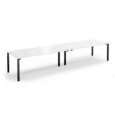 Konferenztisch 348146, höhenverstellbar 65-85cm (H), 400x100cm (BxT), 14 Personen, rechteckig, weiß / schwarz