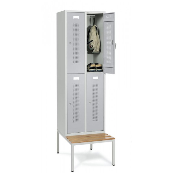 4255704319019 - Doppelstöckiger Spind SYSTEM SP1 mit Sitzbank 4255704319019 Deskin