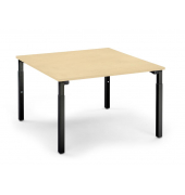 Konferenztisch 348157, höhenverstellbar 65-85cm (H), 120x120cm (BxT), 8 Personen, quadratisch, ahorn / schwarz