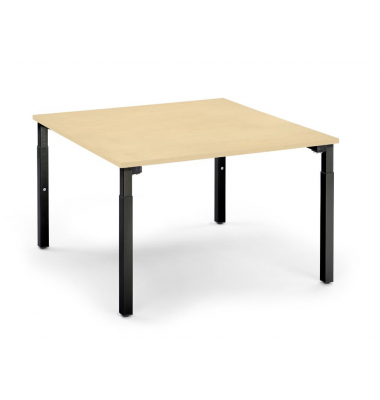 Konferenztisch System MODUL, h&ouml;henverstellbar 65-85cm (H), 120x120cm (BxT), 8 Personen, quadratisch, ahorn / schwarz