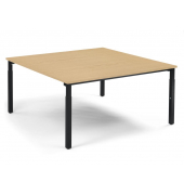 Konferenztisch 349186, manuell höhenverstellbar 65-85cm (H), 160x160cm (BxT), 8 Personen, quadratisch, buche / schwarz