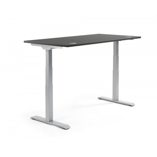 4255704319255 - Sitz-Steh-Schreibtisch 346518 elektrisch höhenverstellbar 605-1255cm (H) 1800mmx800mm (BxT) rechteckig anthrazit   Alusilb