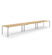 Konferenztisch 348147, höhenverstellbar 65-85cm (H), 600x100cm (BxT), 20 Personen, rechteckig, buche / silber