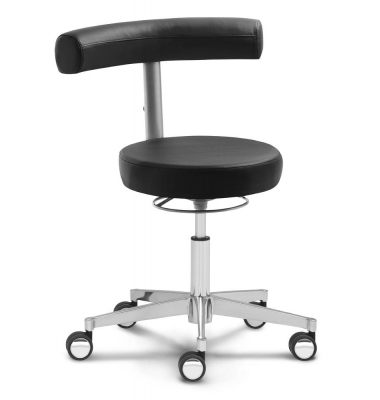 Bürodrehstuhl MED ROUND, schwarz / silber, bis 110kg, ohne Kopfstütze