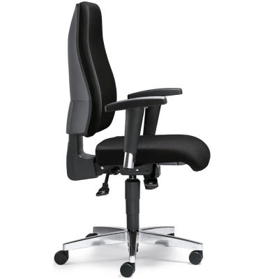 Bürostuhl TRENTO, schwarz / silber, mit Armlehnen, bis 110kg, ohne Kopfstütze