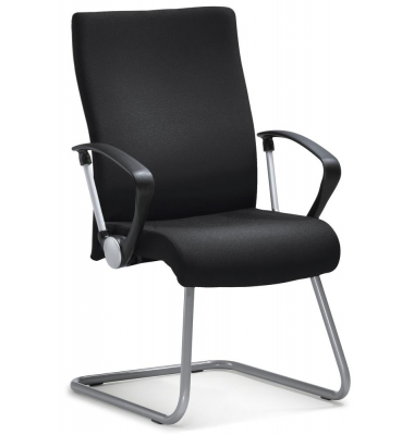 Besucherschwinger DV 30, schwarz / silber, mit Armlehnen, Freischwinger