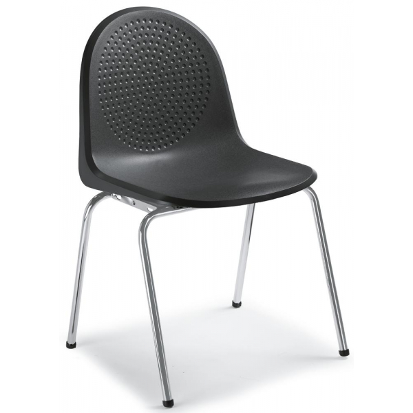 4 Stück Deskin Schalenstuhl P1, anthrazit / chrom, ohne Armlehnen, 4-Fuß-Gestell 4251635623898 Deskin