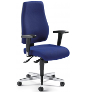 Bürostuhl TRENTO, blau / silber, mit Armlehnen, bis 110kg, ohne Kopfstütze