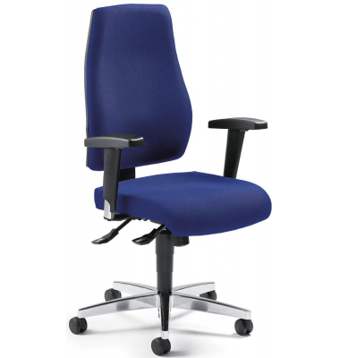 Bürostuhl TRENTO, blau / silber, mit Armlehnen, bis 110kg, ohne Kopfstütze