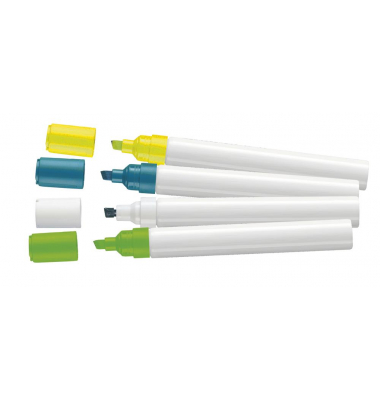 Kreidemarker, 269604, Etui, gelb, hellgr&uuml;n, wei&szlig;, hellblau, 2-5mm Keilspitze