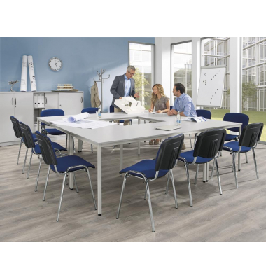 Konferenztisch 291473, 72cm (H), 160x80cm (BxT), 12 Personen, quadratisch, lichtgrau / silber Konferenztisch 291473, 72cm (H), 160x80cm (BxT), 12 Personen, quadratisch, lichtgrau / silber