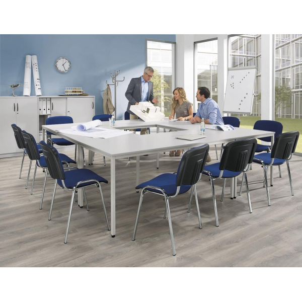 4251797813953 - Konferenztisch BASE MODUL 72cm (H) 160x80cm (BxT) 12 Personen quadratisch lichtgrau   silber 4251797813953 Deskin
