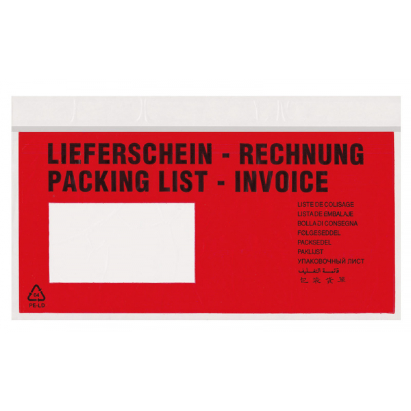 4000225206702 - Lieferscheintaschen Tura 2067000 Din Lang LIEFERSCHEIN - RECHNUNG selbstklebend  4000225206702 1000 Stück