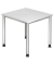 Schreibtisch, manuell höhenverstellbar, 68,5-81cm (H), 80x80cm (BxT), quadratisch, weiß / silber