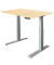 Sitz-Steh-Schreibtisch Basic, elektrisch höhenverstellbar, 64-129cm (H), 120x80cm (BxT), rechteckig, ahorn / silber
