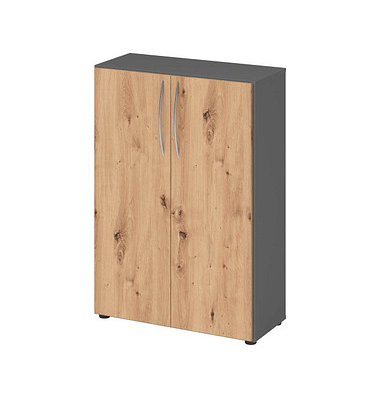 HAMMERBACHER Aktenschrank 4550, V4550GRBM grafit, asteiche 2 Fachböden 80,0 x 34,6 x 114,4 cm