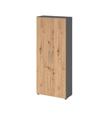 HAMMERBACHER Aktenschrank 4100, V4100GRBM grafit, asteiche 4 Fachböden 80,0 x 34,6 x 188,0 cm