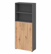 HAMMERBACHER Regalschrank 4770, V4770GRBM grafit, asteiche 3 Fachböden 80,0 x 34,6 x 188,0 cm