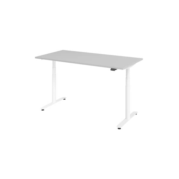 Hammerbacher Sitz-Steh-Schreibtisch XDLR, elektrisch höhenverstellbar, 63-127cm (H), 160x80cm (BxT), rechteckig, grau / silber  Hammerbacher
