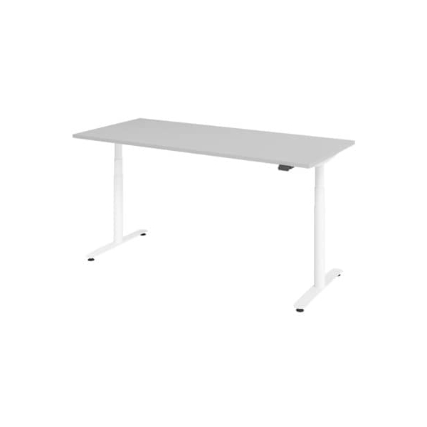 Hammerbacher Sitz-Steh-Schreibtisch XDLR, elektrisch höhenverstellbar, 63-127cm (H), 180x80cm (BxT), rechteckig, grau / silber  Hammerbacher