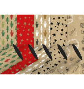 Geschenkpapier 1445-22001, sortiert (5 Motive), Weihnachten, 100cm x 3m, farbig sortiert