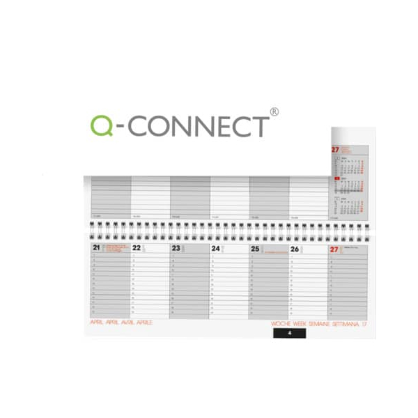Q-connect Tischkalender 772, 1 Woche / 2 Seiten, 29,6x9,9cm (BxH) (A4 quer), 2026 9004546557944 Q-connect