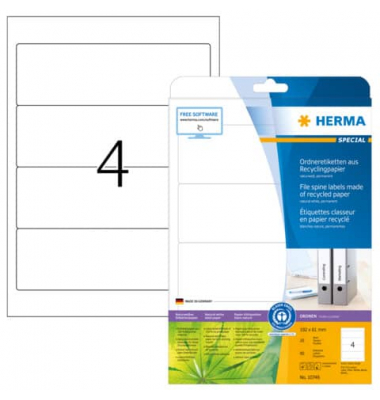 R&uuml;ckenschilder Special 10746, wei&szlig;, breit/kurz, 61x192mm, selbstklebend, permanent 